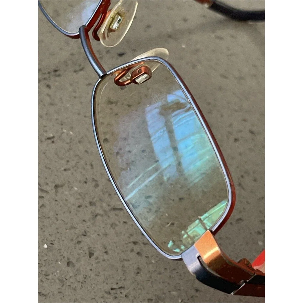 Bertelli B 667 C.2 49-16-135 Orange red Etch Eyeglasses Frames ONLY rectangle